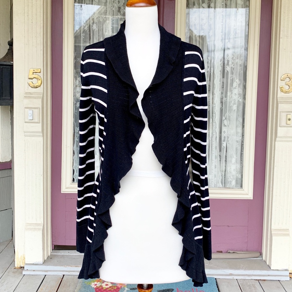White House Black Market Long Striped Cardigan - Picture 1 of 8